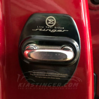 black door striker cover on a red stinger