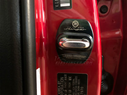 black door striker cover on a red stinger