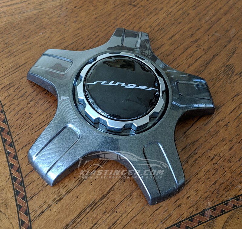4 Kia Stinger Wheel Center Cap Overlays with "Stinger" Design Kia