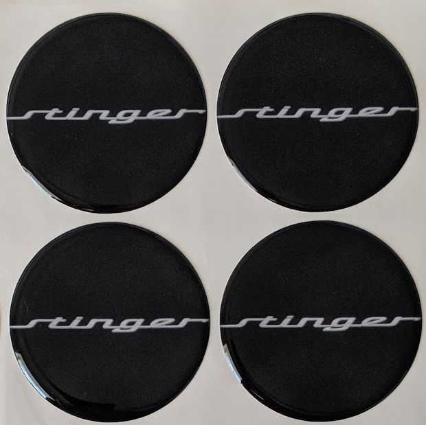 4 Kia Stinger Wheel Center Cap Overlays with "Stinger" Design Kia
