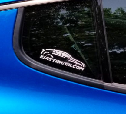 kia stinger dot com vinyl decal on blue stinger