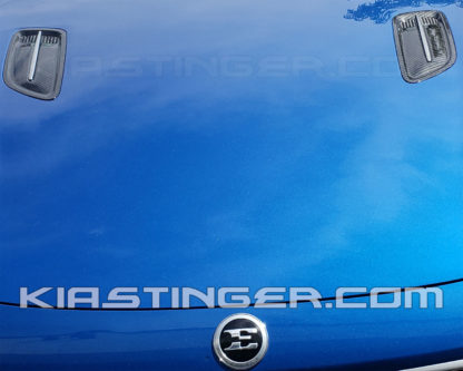 carbon fiber hood vents on blue kia stinger