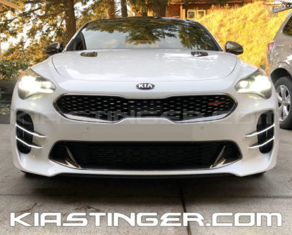 white kia stinger with led foglight canards